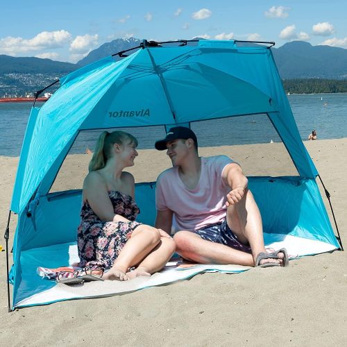  Alvantor Beach Tent Super Bluecoast Beach Umbrella Outdoor Sun Shelter Cabana Automatic Pop Up UPF 50+ Sun Shade Portable Camping Hiking Canopy Easy Setup Windproof Patent Pending