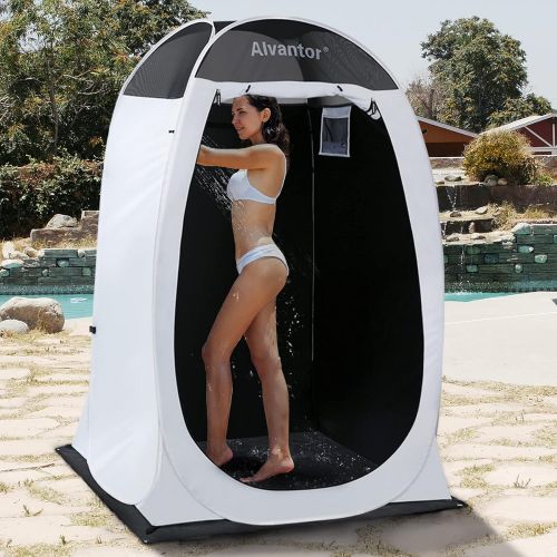  Alvantor Shower Tent Changing Room Outdoor Toilet Privacy Pop Up Camping Dressing Portable Shelter Teflon Coating Fabric 4’x4’x7 Patent