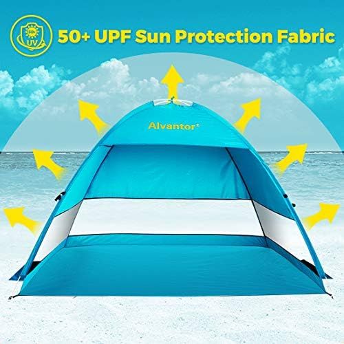  Alvantor Beach Tent Coolhut Plus Beach Umbrella Outdoor Sun Shelter Cabana Automatic Instant Pop-Up UPF 50+ Sun Shade Portable Camping Canopy Easy Set Up Light Weight Windproof