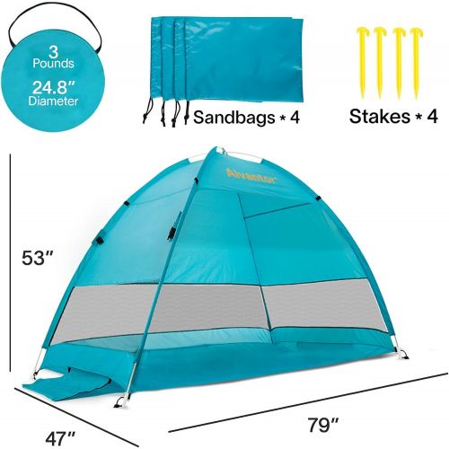  Alvantor Beach Tent Coolhut Plus Beach Umbrella Outdoor Sun Shelter Cabana Automatic Instant Pop-Up UPF 50+ Sun Shade Portable Camping Canopy Easy Set Up Light Weight Windproof