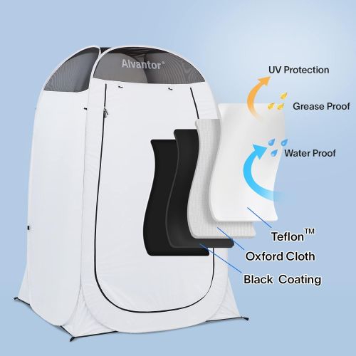  Alvantor Shower Tent Changing Room Outdoor Toilet Privacy Pop Up Camping Dressing Portable Shelter Teflon Coating Fabric 4’x4’x7 Patent