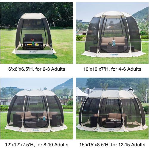  Alvantor Screen House Room Outdoor Camping Tent Canopy Gazebos 4-15 Person for Patios, Instant Pop Up Tent, Not Waterproof