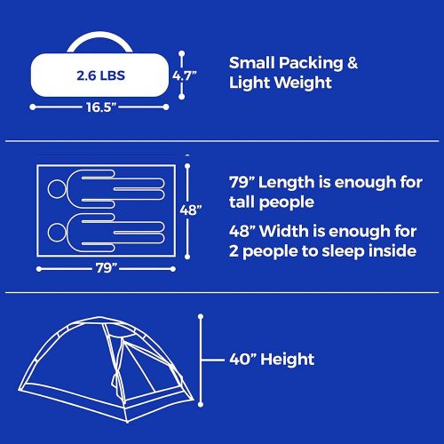 Alvantor Outdoor Camping Tent Shelter Lightweight Dome Tents for Kids or Adults, Camping, Backpacking, and Hiking Gear, 79”x48”x40”H by TopGold
