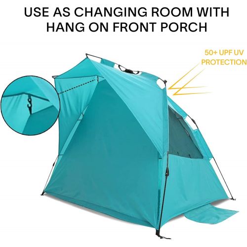  Alvantor Beach Tent Super Bluecoast Beach Umbrella Outdoor Sun Shelter Cabana Automatic Pop Up UPF 50+ Sun Shade Portable Camping Hiking Canopy Easy Setup Windproof Patent Pending