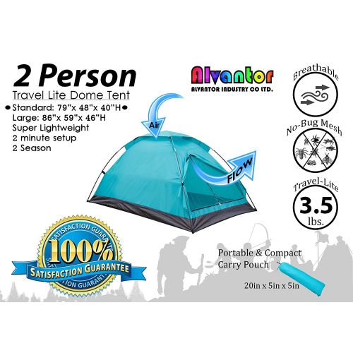  Alvantor Camping Tent Outdoor Backpacking Light Weight Family Dome Tent Pop Up Instant Portable Compact Shelter Easy Set Up (NOT WATERPROOF) 9010V Travelite 1 or 2 Person 2 Season