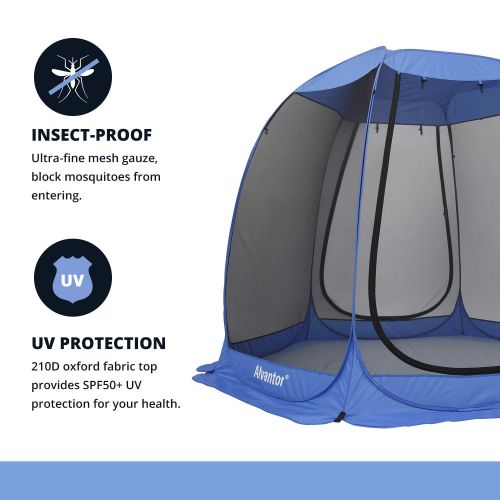  Alvantor Pop Up Breezy Hexagonal Screen House 6 Mesh Walls Outdoor Canopy Tent Sun Shade Shelter 10’x10’x7’