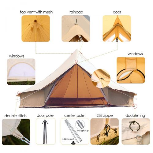  Alvantor PlayDo 7M/23ft Extra Large 4 Season Cotton Canvas Tent Luxury Glamping Yurts Tent for Family or Campers Group Camping Hiking Hunting Party