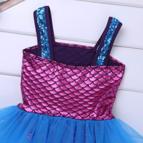  Alvivi Kids Girls Shiny Sparkle Mermaid Scales Leotard Ballet Tutu Dress Princess Dance wear Costumes