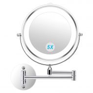 Alvorog alvorog 7 Wall Mounted Makeup Mirror LED Lighted Two Sided 360° Swivel Extendable Cosmetic Vanity...