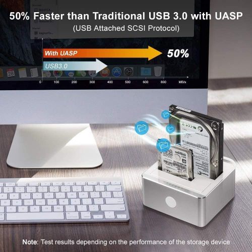  Alxum USB 3.0 to SATA Hard Drive Docking Station for 2.5 or 3.5 inches HDD/SSD, SATA I/II/III Hard Drive Duplicator Dock, Support 2X 18TB Drives & UASP with Offline Clone Function,