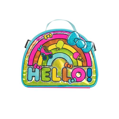  Aly Hello Kitty Rainbow Bow Backpack with Insulated Rainbow Hello! Lunch Kit for Girls