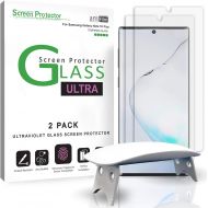 [아마존 핫딜]  [아마존핫딜]AmFilm amFilm Ultra Glass Screen Protector for Galaxy Note 10 Plus 2019, (2 Pack) UV Gel Application, Tempered Glass, Compatible with UltraSonic Fingerprint Scanner for Galaxy Note 10 Plu