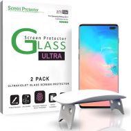 [아마존 핫딜]  [아마존핫딜]AmFilm amFilm Ultra Glass Screen Protector for Galaxy S10 Plus, (2 Pack) UV Gel Application, Tempered Glass, Compatible with UltraSonic Fingerprint Scanner for Galaxy S10 Plus (2019)