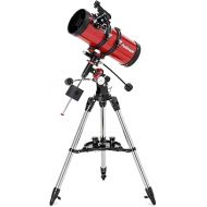 AmScope Reflector EQ Telescope with Equatorial Mount, 127mm Aperture, 1000mm Focal Length, Stainless Steel Tripod and Red Dot Finder