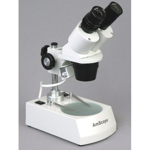  [아마존베스트]AmScope SE306R-P-LED Forward-Mounted Binocular Stereo Microscope, WF10x Eyepieces, 20X and 40X Magnification, 2X and 4X Objectives, Upper and Lower LED Lighting, Reversible Black/W