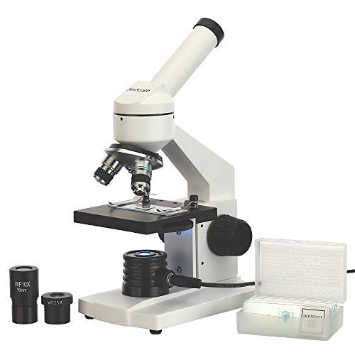  [아마존베스트]AmScope 40X-1000X Biological Compound Microscope with Prepared and Blank Slides for Student and Kids