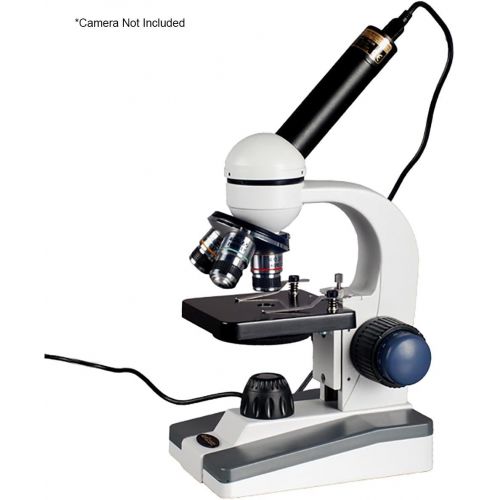  [아마존베스트]AmScope M150C-PS25 Compound Monocular Microscope, WF10x and WF25x Eyepieces, 40x-1000x Magnification, LED Illumination, Brightfield, Single-Lens Condenser, Coaxial Coarse and Fine