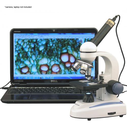  [아마존베스트]AmScope M150C-PS25 Compound Monocular Microscope, WF10x and WF25x Eyepieces, 40x-1000x Magnification, LED Illumination, Brightfield, Single-Lens Condenser, Coaxial Coarse and Fine