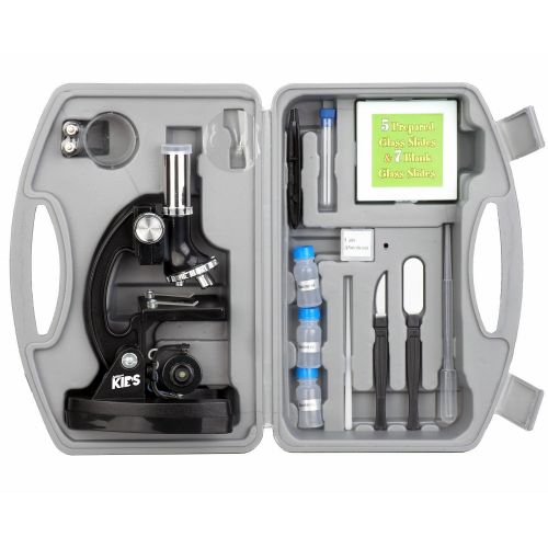  [아마존베스트]AmScope-KIDS 120X-240X-300X-480X-600X-1200X Educational Beginner Biological Microscope Kit with Metal Frame