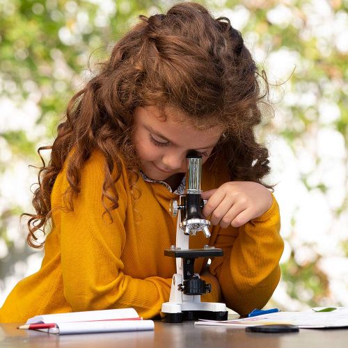  [아마존베스트]AmScope 120X-1200X 52-pcs Kids Beginner Microscope STEM Kit with Metal Body Microscope, Plastic Slides, LED Light and Carrying Box (M30-ABS-KT2-W)