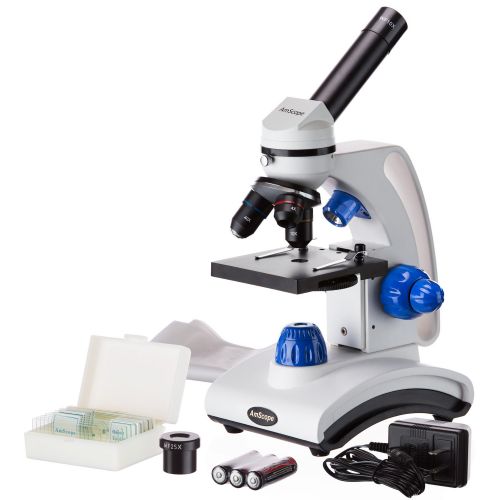  [아마존베스트]AmScope 40X-1000X Dual LED Light Student Microscope Package with Optical Glass Lens, All-Metal Framework, and Complete Accessories Kit