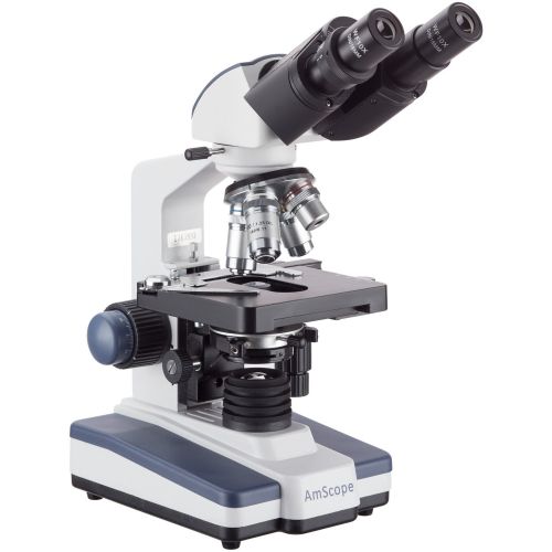  AmScope B120C-E1 Siedentopf Binocular Compound Microscope, 40X-2500X Magnification, LED Illumination, Abbe Condenser, Two-Layer Mechanical Stage, 1.3MP Camera and Software Windows