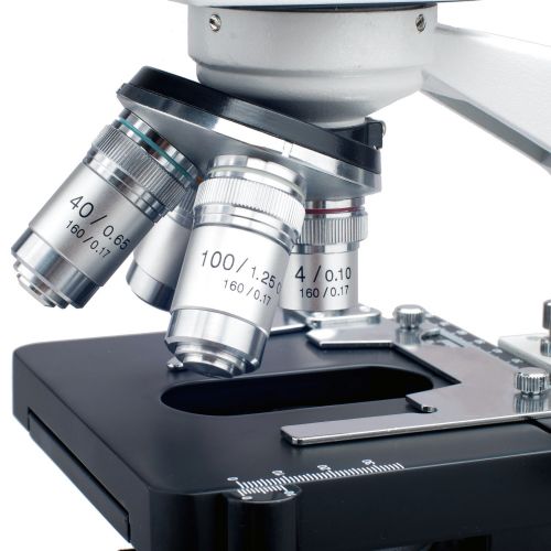  AmScope B120C-E1 Siedentopf Binocular Compound Microscope, 40X-2500X Magnification, LED Illumination, Abbe Condenser, Two-Layer Mechanical Stage, 1.3MP Camera and Software Windows