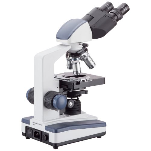  AmScope B120C-E1 Siedentopf Binocular Compound Microscope, 40X-2500X Magnification, LED Illumination, Abbe Condenser, Two-Layer Mechanical Stage, 1.3MP Camera and Software Windows