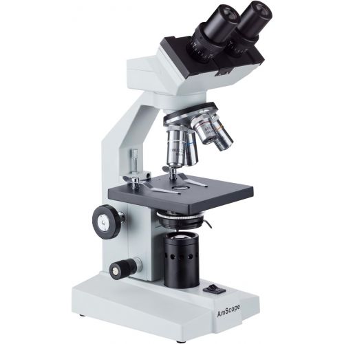  AmScope B100B-MS Compound Binocular Microscope, 40X-2000X Magnification, Brightfield, Tungsten Illumination, Abbe Condenser, Mechanical Stage