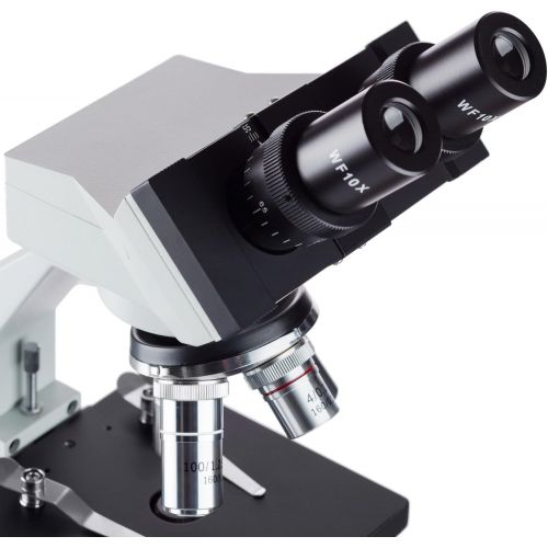  AmScope B100B-MS Compound Binocular Microscope, 40X-2000X Magnification, Brightfield, Tungsten Illumination, Abbe Condenser, Mechanical Stage