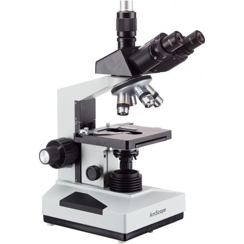  AmScope T490B Compound Trinocular Microscope, 40X-2000X Magnification, Halogen Light, Abbe Condenser, 2-Layer Mechanical Stage, High-Resolution Optics, Awarded No. 6 Among The Top