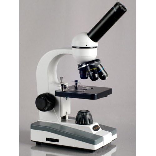  AmScope M148C-E Compound Monocular Microscope, WF10x and WF25x Eyepieces, 40x-1000x Magnification, LED Illumination, Brightfield, Single-Lens Condenser, Plain Stage, 110V or Batter