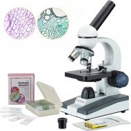 AmScope M150C-PS25 Compound Monocular Microscope, WF10x and WF25x Eyepieces, 40x-1000x Magnification, LED Illumination, Brightfield, Single-Lens Condenser, Coaxial Coarse and Fine