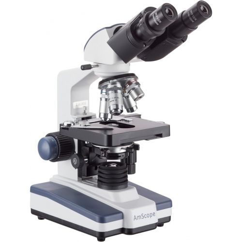  AmScope B120B Siedentopf Binocular Compound Microscope, 40X-2000X Magnification, Brightfield, LED Illumination, Abbe Condenser, Double-Layer Mechanical Stage