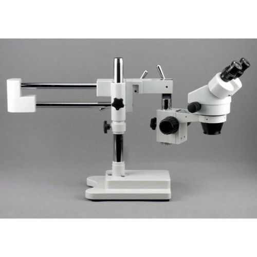  AmScope SM-4B Professional Binocular Stereo Zoom Microscope, WH10x Eyepieces, 7X-45X Magnification, 0.7X-4.5X Zoom Objective, Double-Arm Boom Stand
