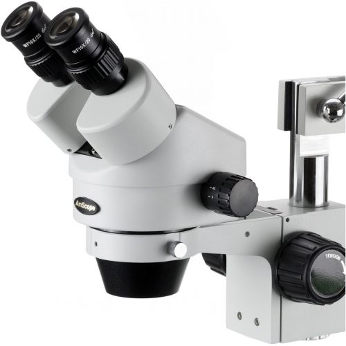  AmScope SM-4B Professional Binocular Stereo Zoom Microscope, WH10x Eyepieces, 7X-45X Magnification, 0.7X-4.5X Zoom Objective, Double-Arm Boom Stand