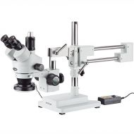 AmScope SM-4TX-144A Trinocular Stereo Microscope, WF10x Eyepieces, 3.5X-45X Magnification, 0.7X-4.5X Objective Power, 0.5X Barlow Lens, 144-Bulb Ring-Style LED Light Source, Double