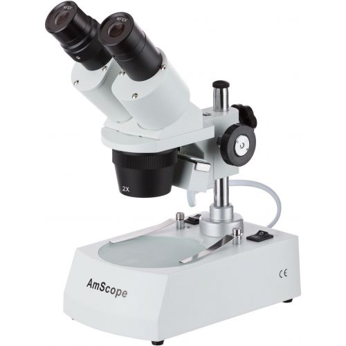  AmScope SE306R-P-LED Forward-Mounted Binocular Stereo Microscope, WF10x Eyepieces, 20X and 40X Magnification, 2X and 4X Objectives, Upper and Lower LED Lighting, Reversible Black/W