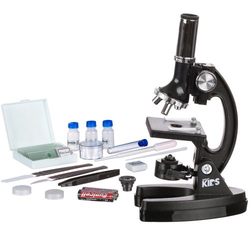  AMSCOPE-KIDS M30-ABS-KT1 Beginner Microscope Kit, LED and Mirror Illumination, 120x - 1200x Six Magnifications, Metal Frame and Base, Includes 48-Piece Accessory Set and Case,Black