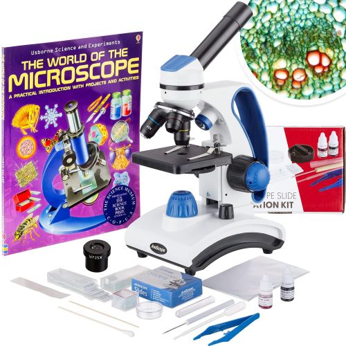  AmScope 40X-1000X Beginners Microscope Kit for Kids & Students w/Complete Science Accessory Kit + World of The Microscope Book