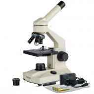 [아마존베스트]AmScope Optical Glass Lens All-Metal LED Compound Microscope, 6 Settings 40x-1000x, Portable AC or Battery Power