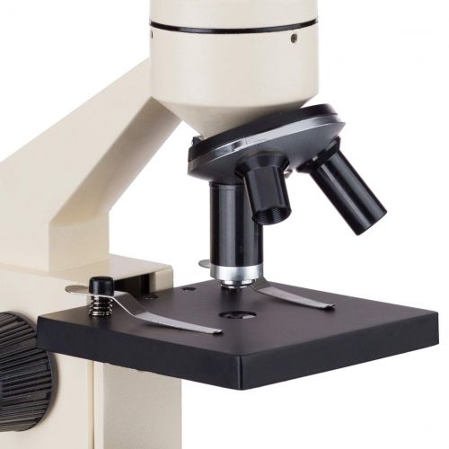  [아마존베스트]AmScope Optical Glass Lens All-Metal LED Compound Microscope, 6 Settings 40x-1000x, Portable AC or Battery Power