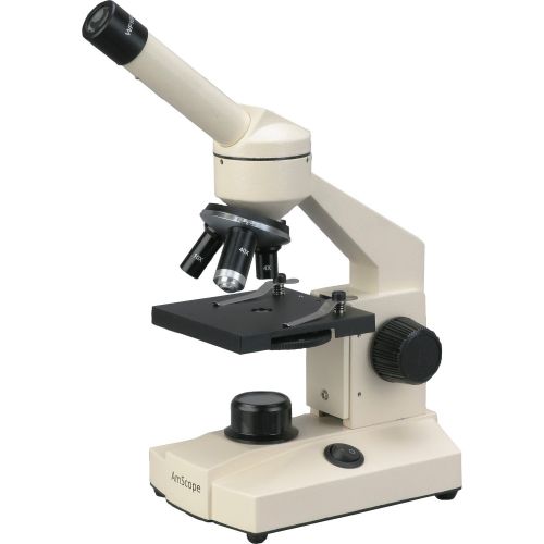  [아마존베스트]AmScope Optical Glass Lens All-Metal LED Compound Microscope, 6 Settings 40x-1000x, Portable AC or Battery Power