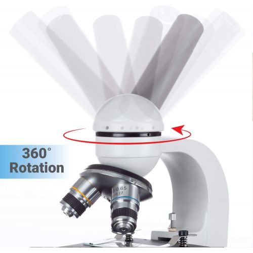  [아마존베스트]AmScope M150C-E-A 40X-1000X LED Cordless All-Metal Framework Full-Glass Optical Lens Student Compound Microscope with Coarse & Fine Focusing + Digital Camera USB Imager