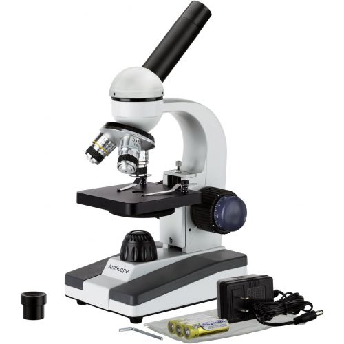  [아마존베스트]AmScope M150C-E-A 40X-1000X LED Cordless All-Metal Framework Full-Glass Optical Lens Student Compound Microscope with Coarse & Fine Focusing + Digital Camera USB Imager