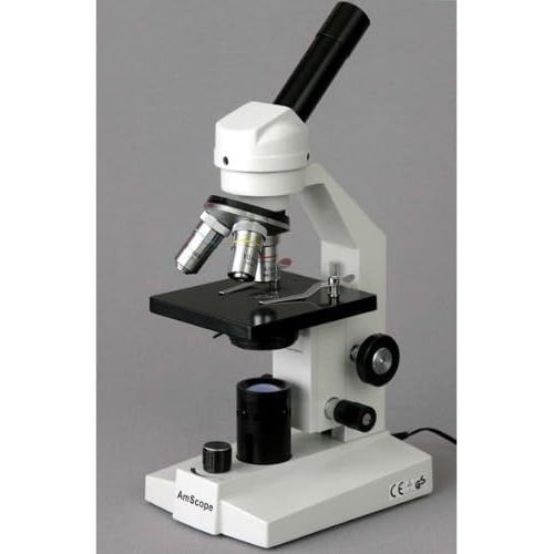  [아마존베스트]AmScope M200B-MS-LED Cordless Compound Monocular Microscope, WF10x and WF20x Eyepieces, 40x-800x Magnification, LED Illumination, Brightfield, Single-Lens Condenser, Coarse and Fin