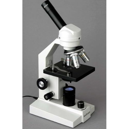  [아마존베스트]AmScope M200B-MS-LED Cordless Compound Monocular Microscope, WF10x and WF20x Eyepieces, 40x-800x Magnification, LED Illumination, Brightfield, Single-Lens Condenser, Coarse and Fin