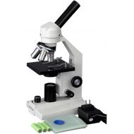 [아마존베스트]AmScope M200C-LED Cordless Monocular Compound Microscope, WF10x and WF25x Eyepieces, 40x-1000x Magnification, LED Illumination, Brightfield, Single-Lens Condenser, Coarse and Fine