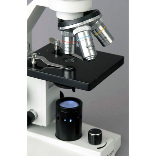  [아마존베스트]AmScope M200C-LED Cordless Monocular Compound Microscope, WF10x and WF25x Eyepieces, 40x-1000x Magnification, LED Illumination, Brightfield, Single-Lens Condenser, Coarse and Fine