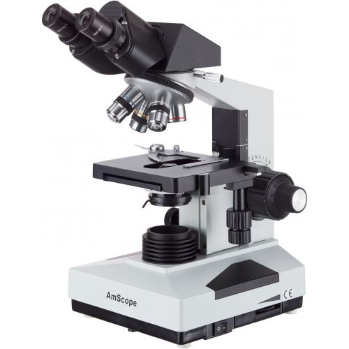  [아마존베스트]AmScope B490A-LED Compound Binocular Microscope, WF10x and WF16x Eyepieces, 40X-1600X Magnification, Brightfield/Darkfield (BF/DF), LED Illumination, Abbe Condenser, Double-Layer M